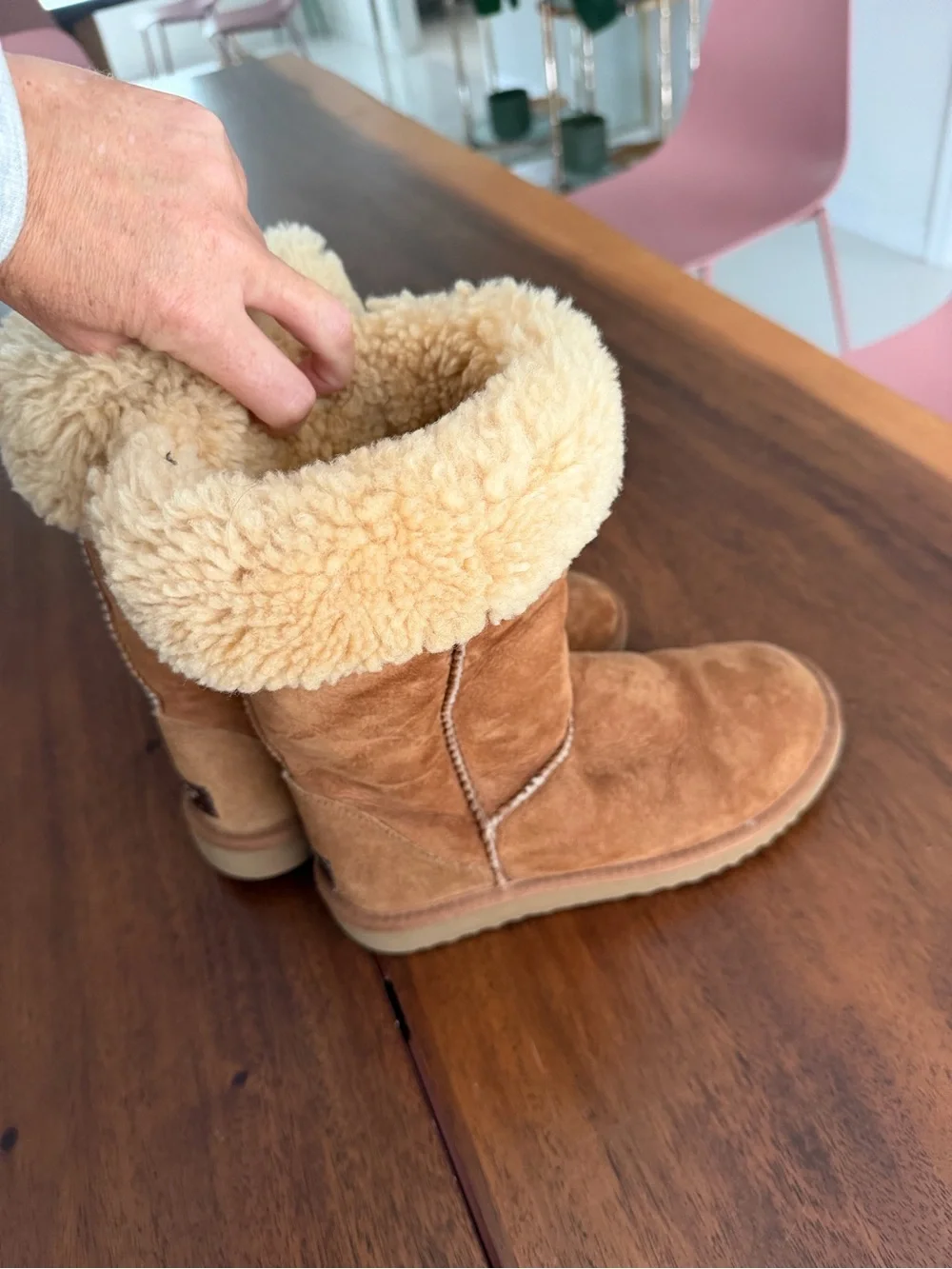 UGG Chestnut Suede Shearling Cuff Winter Boots